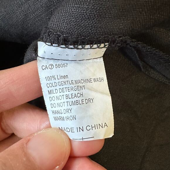 LUNAR FOX Charlotte Blouse Black Linen Balloon Sleeve Minimalist Goth - Picture 9 of 10